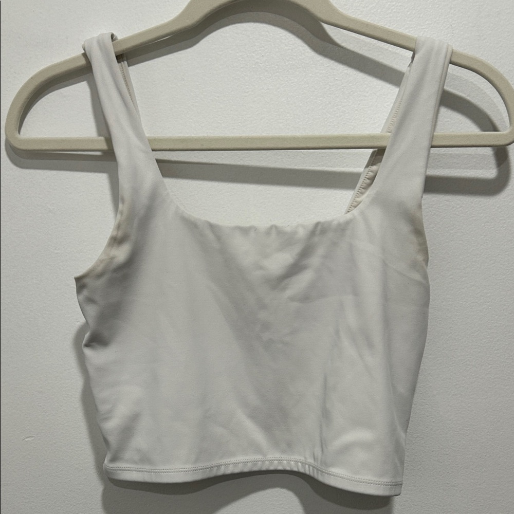 Express White Square-Neck Crop Top